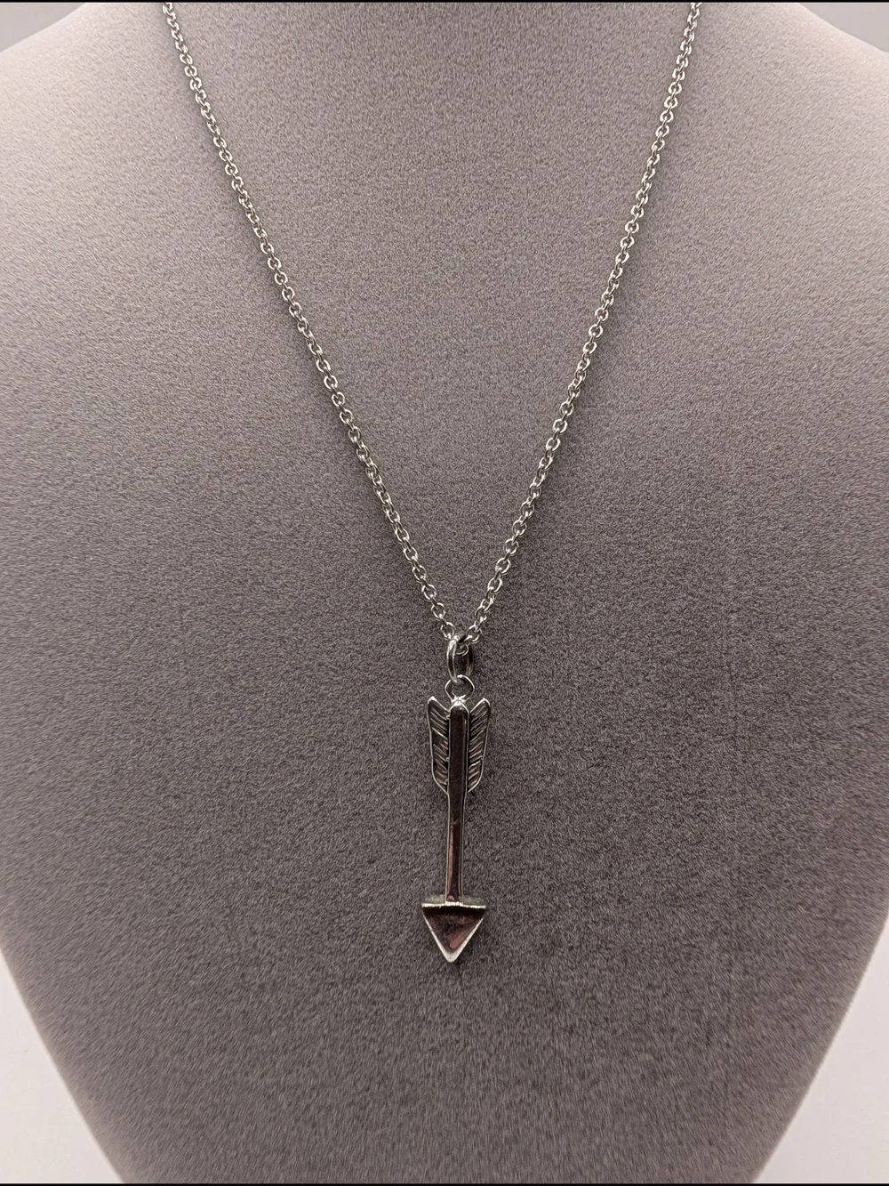 Silver Arrow Pendant Necklace - Silver Tone
